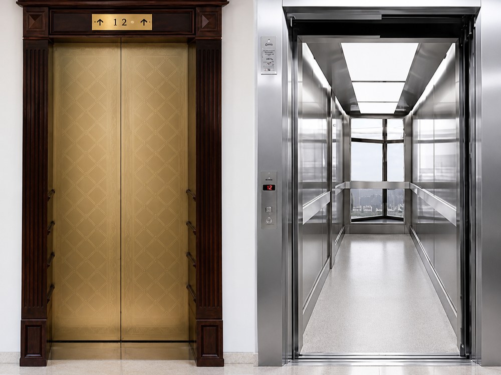 Antes e depois de elevador modernizado