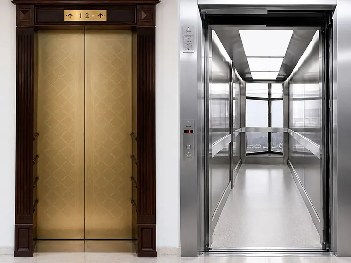 Antes e depois de elevador modernizado